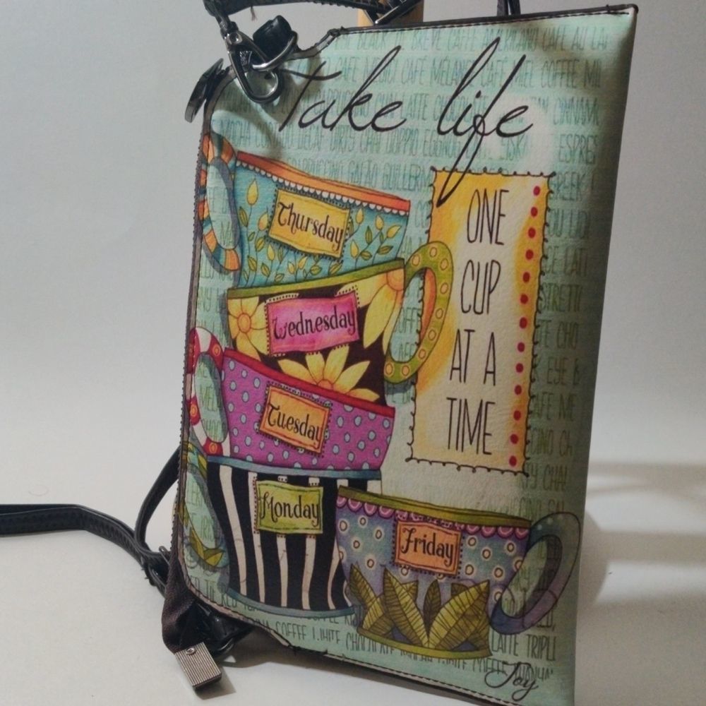 Afternoon High Tea "Take Life One Cup At A Time" Crossbody bag - Picture 4 of 11